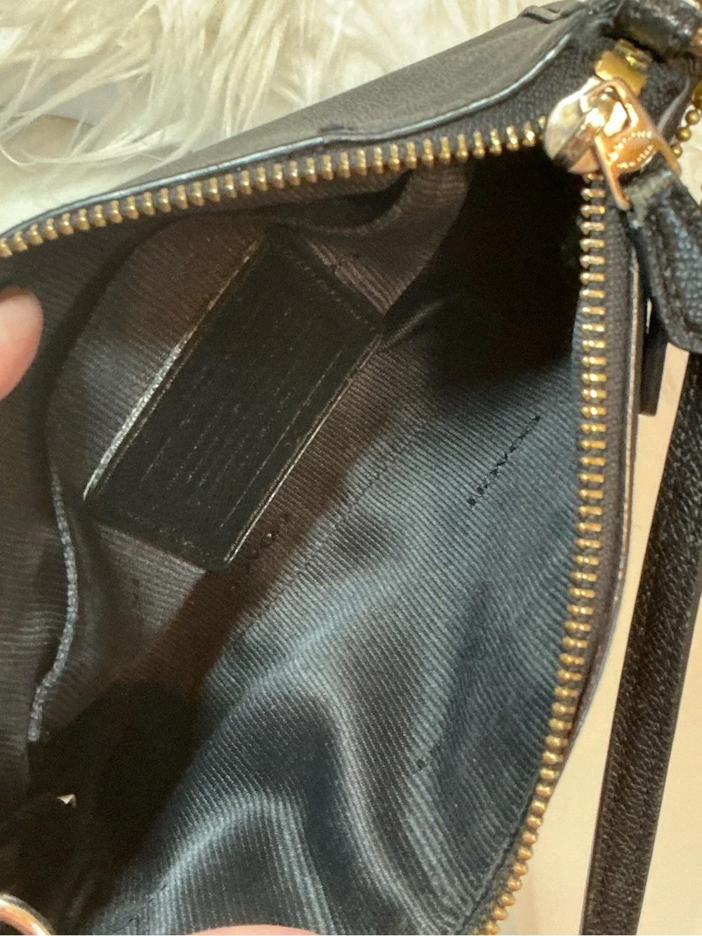 Coach Vintage Black Compact Crossbody Shoulder Bag with Gold Hardware